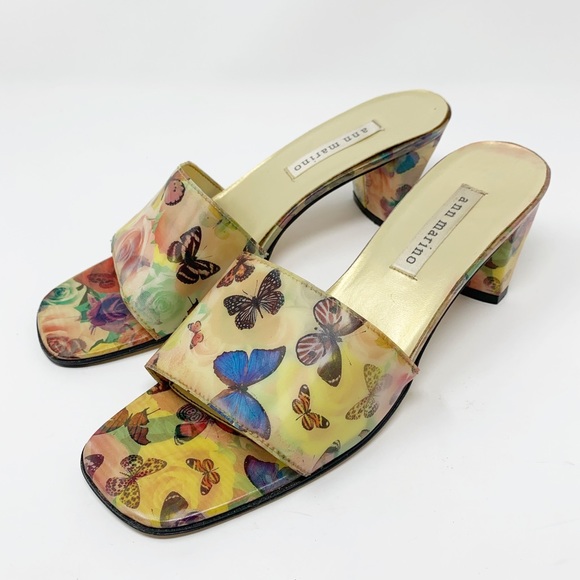 Vintage Shoes - Vintage | 90s Butterfly Floral Sandals 7.5 Retro